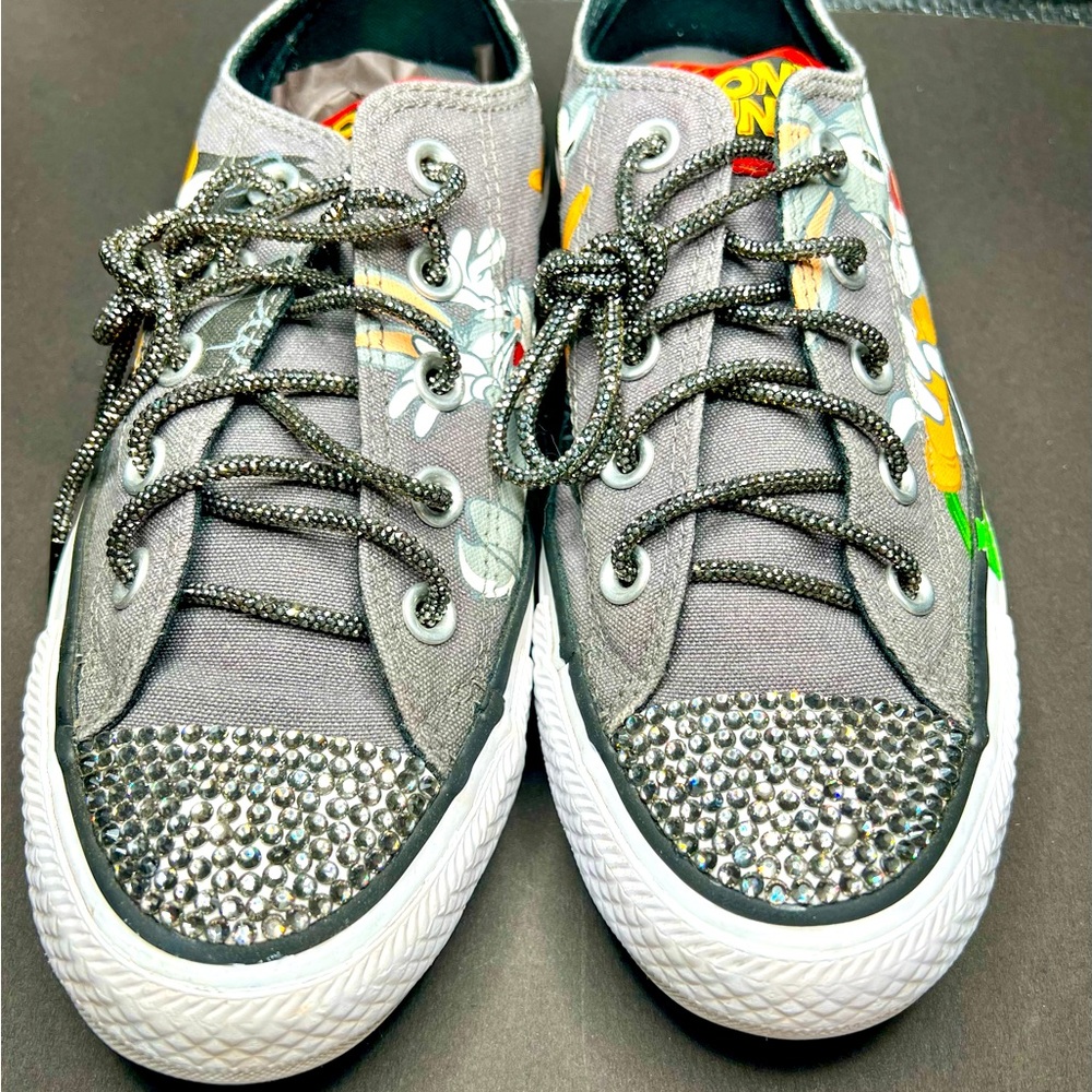 Upcycled Looney Tunes, hand rhinestoned Converse Sneakers
